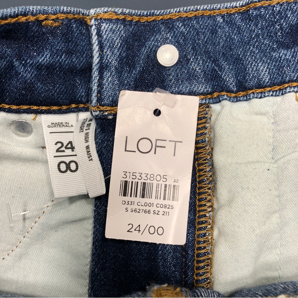 NEW LOFT The 90s Straight Ankle Distressed Women’s Jean Indigo Wash Size 24 - Picture 8 of 13